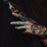 Load image into Gallery viewer, Three Stone Turquoise Adjustable Ring
