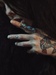 Load image into Gallery viewer, Three Stone Turquoise Adjustable Ring
