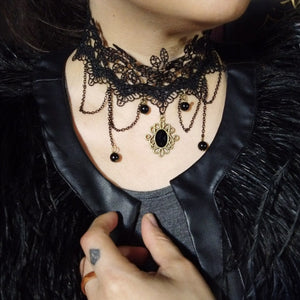 Victorian Style Dangle Lace Choker - Lisa Lassi