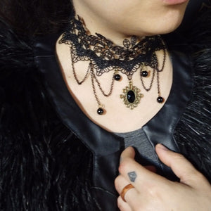 Victorian Style Dangle Lace Choker - Lisa Lassi