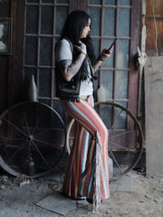 Load image into Gallery viewer, Red Stripe Flares with White Fringe
