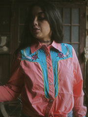 Load image into Gallery viewer, Coral Color Block Western Button Up Top
