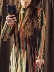 Load image into Gallery viewer, Rainbow Serape Velvet GoGo Dress
