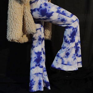 Blue Tie-Dye Flare Pants