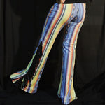 Load image into Gallery viewer, Yellow &amp; Blue Flares with Black Fringe
