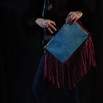 Load image into Gallery viewer, Faux Alligator Purse with Pink Fringe - Lisa Lassi
