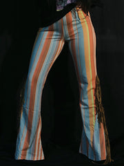 Load image into Gallery viewer, Blue &amp; Orange Flares with Tan Fringe
