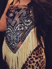 Load image into Gallery viewer, Bleached Bandana Wild Rag with Fringe
