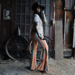 Load image into Gallery viewer, Blue &amp; Orange Flares with Tan Fringe
