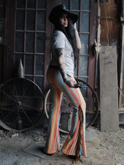 Load image into Gallery viewer, Blue &amp; Orange Flares with Tan Fringe
