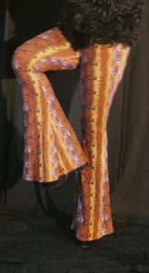 Multicolor Snake Print Flare Pants