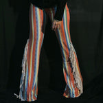 Load image into Gallery viewer, Red Stripe Flares with White Fringe
