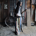 Load image into Gallery viewer, Yellow &amp; Blue Flares with Black Fringe
