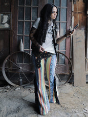 Load image into Gallery viewer, Yellow &amp; Blue Flares with Black Fringe
