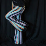 Load image into Gallery viewer, Striped Bell Bottom Jeans
