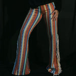 Load image into Gallery viewer, Red Stripe Flares with White Fringe
