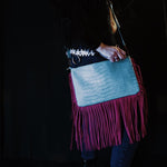 Load image into Gallery viewer, Faux Alligator Purse with Pink Fringe - Lisa Lassi

