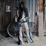 Load image into Gallery viewer, Yellow &amp; Blue Flares with Black Fringe
