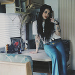 Load image into Gallery viewer, Corduroy Turqouise Flare Pants
