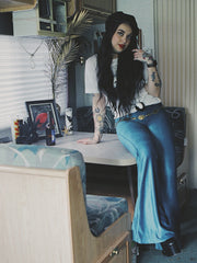 Load image into Gallery viewer, Corduroy Turqouise Flare Pants
