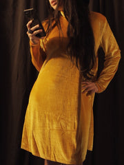 Load image into Gallery viewer, Mustard Velvet GoGo Dress
