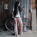 Load image into Gallery viewer, Red Stripe Flares with White Fringe
