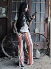 Load image into Gallery viewer, Red Stripe Flares with White Fringe
