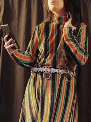 Load image into Gallery viewer, Rainbow Serape Velvet GoGo Dress
