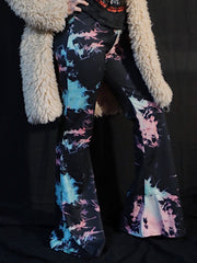 Load image into Gallery viewer, Black Tie-Dye Flare Pants
