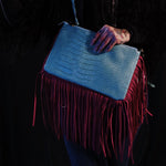 Load image into Gallery viewer, Faux Alligator Purse with Pink Fringe - Lisa Lassi

