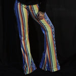 Load image into Gallery viewer, Yellow &amp; Blue Flares with Black Fringe
