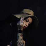 Load image into Gallery viewer, Floppy Straw Hat with Gold Chain
