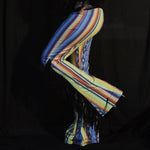 Load image into Gallery viewer, Yellow &amp; Blue Flares with Black Fringe
