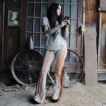 Load image into Gallery viewer, Blue &amp; Orange Flares with Tan Fringe
