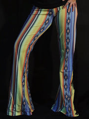 Load image into Gallery viewer, Yellow &amp; Blue Flares with Black Fringe
