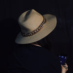 Load image into Gallery viewer, Floppy Straw Hat with Gold Chain
