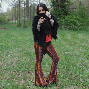 Multicolor Snake Print Flare Pants