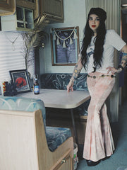 Load image into Gallery viewer, Peach Marble Flare Pants
