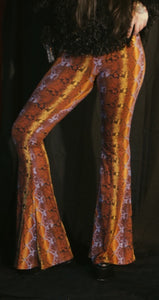 Multicolor Snake Print Flare Pants