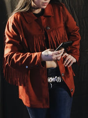 Load image into Gallery viewer, Faux Suede Rusty Fringe Jacket - Lisa Lassi
