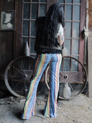 Load image into Gallery viewer, Yellow &amp; Blue Flares with Black Fringe
