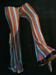 Load image into Gallery viewer, Red Stripe Flares with White Fringe
