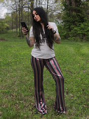 Load image into Gallery viewer, Striped Sequin Flares
