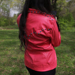 Load image into Gallery viewer, Pink Vegan Leather Jacket with Front and Back Yoke Stud Detailing
