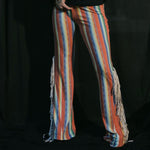 Load image into Gallery viewer, Red Stripe Flares with White Fringe
