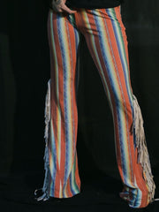 Load image into Gallery viewer, Red Stripe Flares with White Fringe
