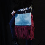 Load image into Gallery viewer, Faux Alligator Purse with Pink Fringe - Lisa Lassi
