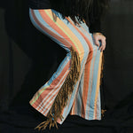Load image into Gallery viewer, Blue &amp; Orange Flares with Tan Fringe
