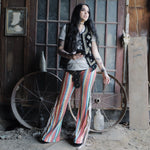 Load image into Gallery viewer, Red Stripe Flares with White Fringe
