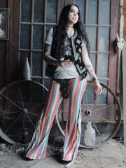 Load image into Gallery viewer, Red Stripe Flares with White Fringe
